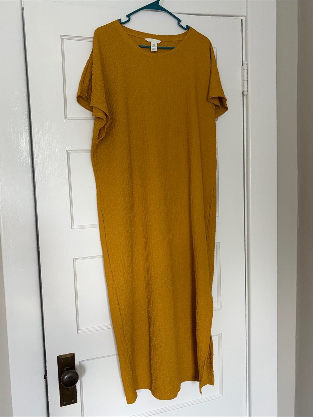 H&M Mustard Yellow Flutter Sleeve Maxi Dress